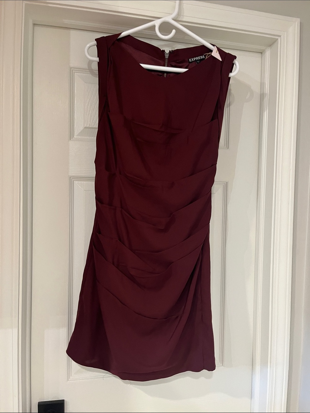 Express Burgundy Sleeveless Draped Mini Dress
